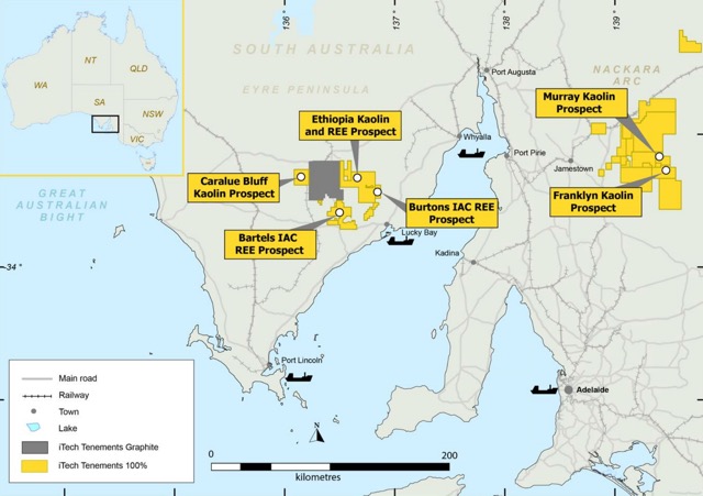 iTech Minerals porject locations map rare earth elements