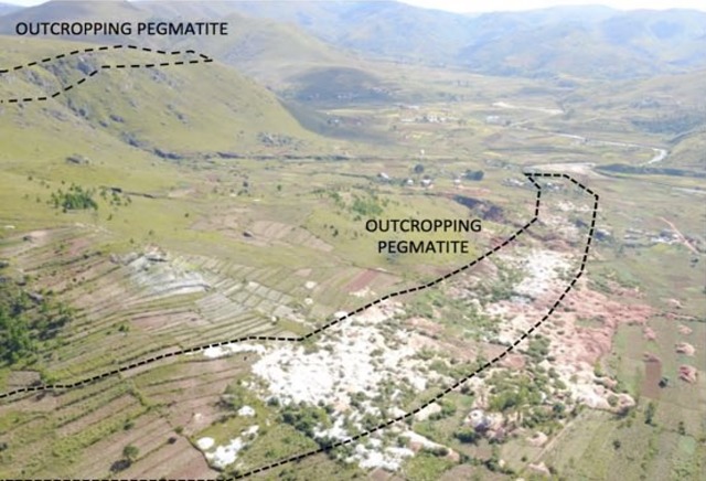 Millie's Reward project area lithium spodumene pegmatites