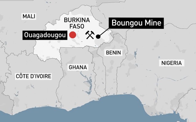 Burkina Faso map Ougadougou Boungou mine attack