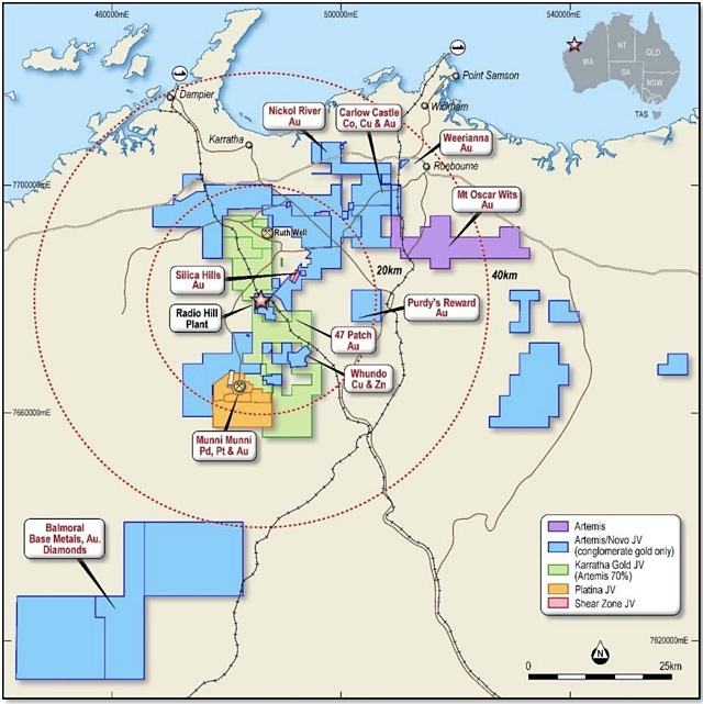 Land holdings Pilbara gold map ASX companies