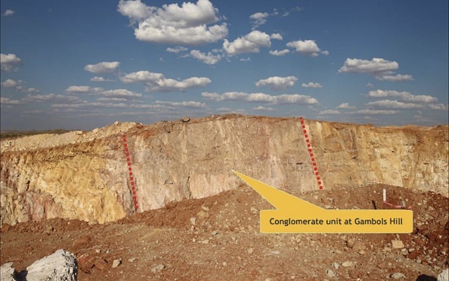Millennium Minerals MOY conglomerate gold pit wall Pilbara project