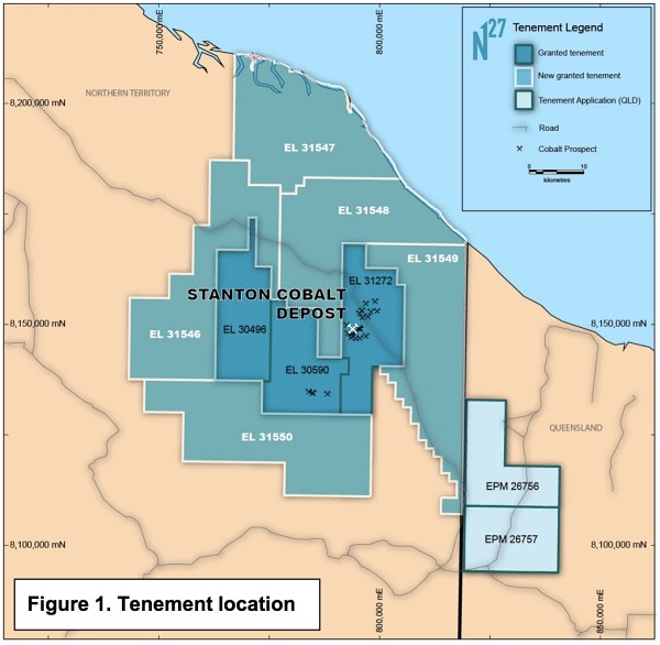 Northern Cobalt ASX N27 location map new tenements Northern Territory
