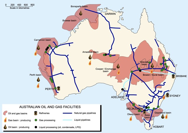 Australian oil and gas locations
