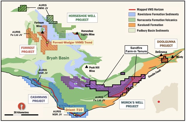 Sandfire Resources Auris Minerals location map