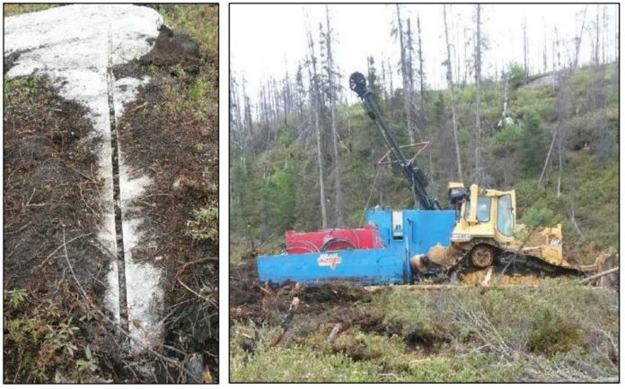 Channel sampling spodumene Lemare diamond drill rig