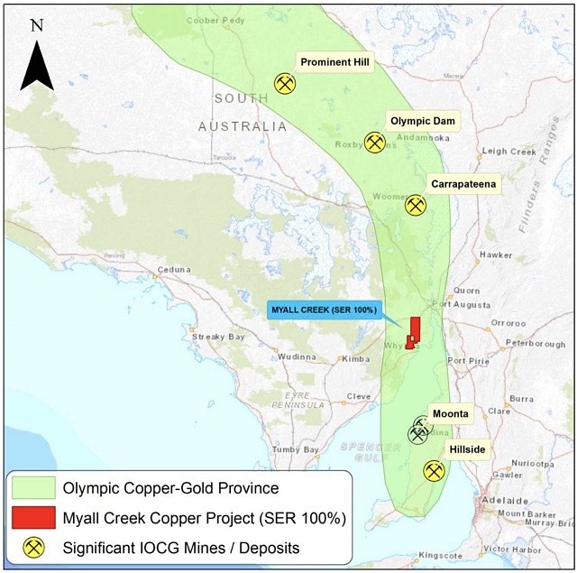 Strategic Energy Resources ASX SER Myall Creek copper gold Map