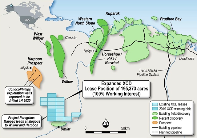 Lease XCD Energy ConocoPhillips Harpoon Prospect Willow Oil Field map
