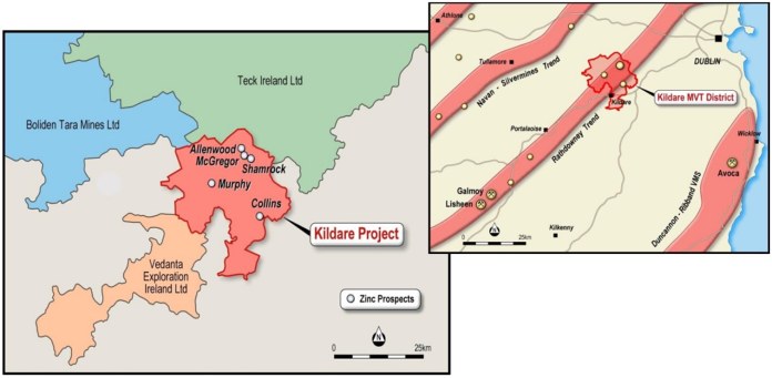 Figure 1 Kildare Project ZMI regional setting